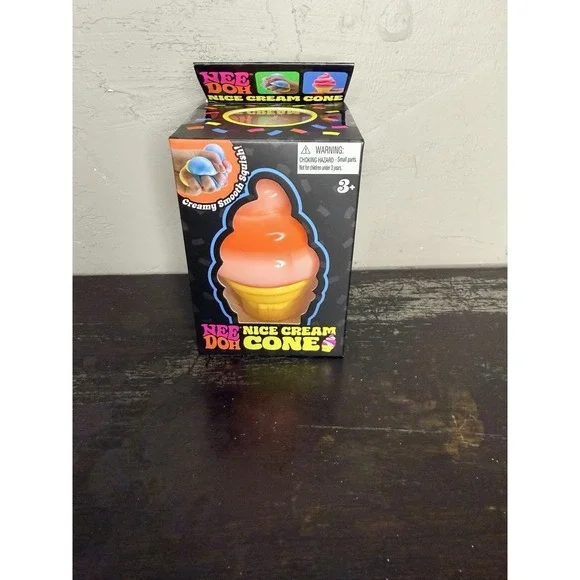 New NEE DOH Nice Cream Cone ORANGE Ice Swirl NEEDOH TikTok Squishy Fidget Toy - Picture 1 of 4